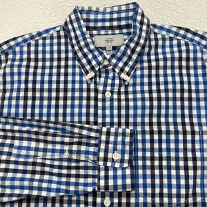 Jack Spade Shirt Mens Large White Blue Plaid Long Sleeve Button Up Preppy Casual
